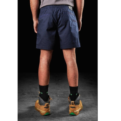 Mens navy tradie shorts lightweight rear pockets FXD WS-4 Elastic Work Short rear view