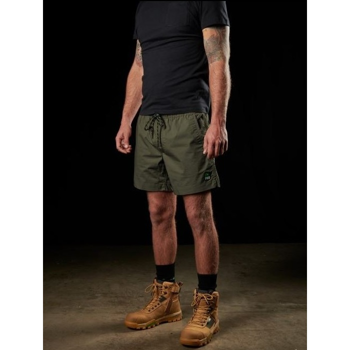 Mens olive green FXD WS-4 Elastic Work Short front angle view
