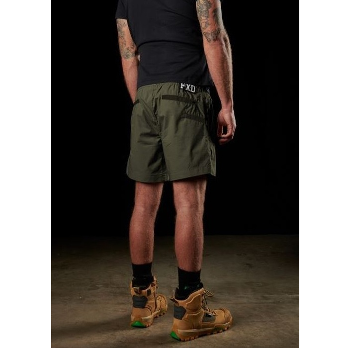 Mens olive green FXD WS-4 Elastic Work Short rear view