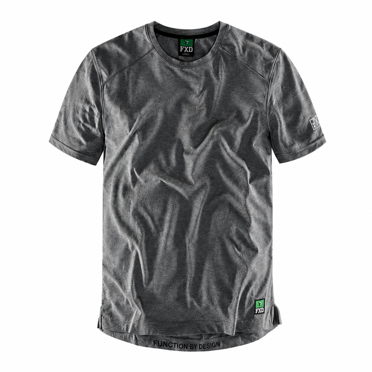 Mens grey silver, modern fit, worksite, workplace FXD WT-3 Technical Work Tee front view