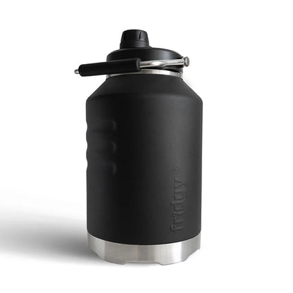 Dark hour black all day cooling stainless steel trades or weekend water bottle  wide spout dual function lid. Fridgy 5.5L Megamate