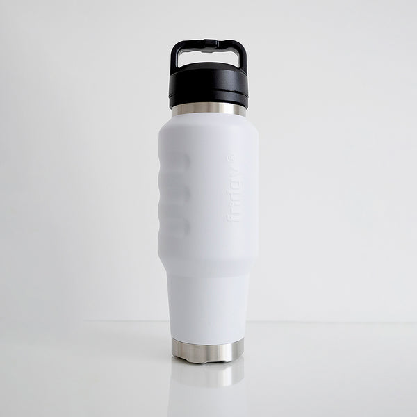 White artic coloured Copper lined for enhanced temperature retention, insulated drink bottle Fridgy FRI1000CRUISE 1L Cruise Range With Guzzler Lid