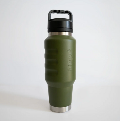 commando olive green coloured triple insulated vacum extra grip drink bottle Fridgy FRI1000CRUISE 1L Cruise Range With Guzzler Lid