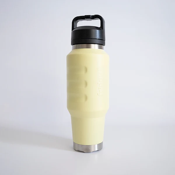 Lemon Spritz coloured powder coated strong grip large capacity drink bottle Fridgy FRI1000CRUISE 1L Cruise Range With Guzzler Lid
