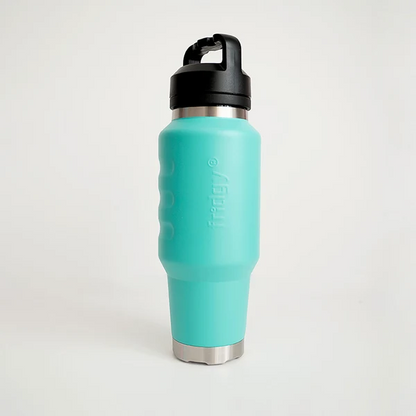 Aqua Marine coloured anti slip temperature regulated stainless steel drink bottle, Fridgy FRI1000CRUISE 1L Cruise Range With Guzzler Lid