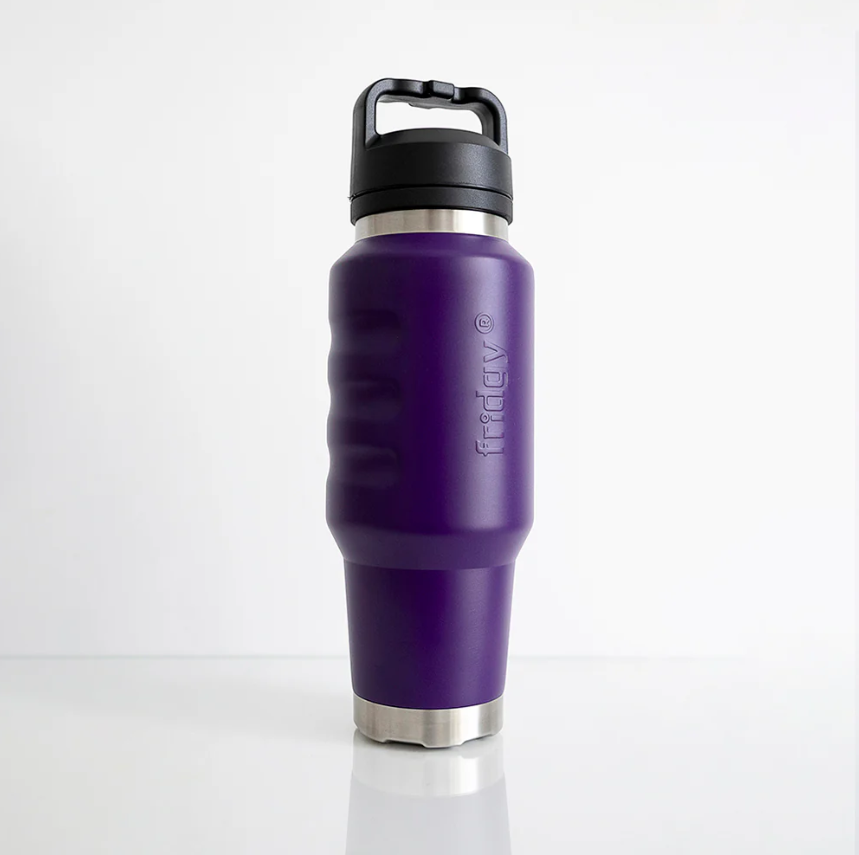 Purple extra large capacity stainless steel cooling bottle Fridgy FRI1000CRUISE 1L Cruise Range With Guzzler Lid