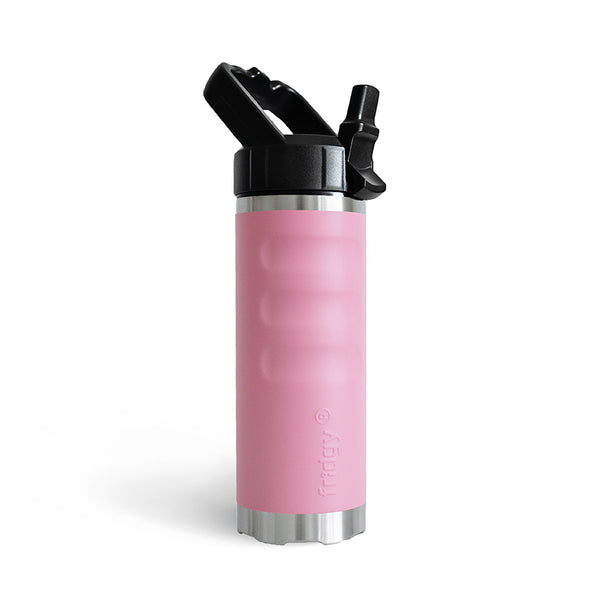 dusty pink coloured drop proof and insulated for cooling Fridgy FRI540 540 Grip Bottle With Sipper Lid