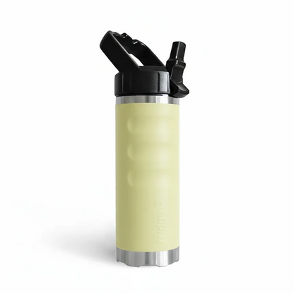 Lemon yellow spritz coloured compact 24 hour cooling triple insulated Fridgy FRI540 540 Grip Bottle With Sipper Lid