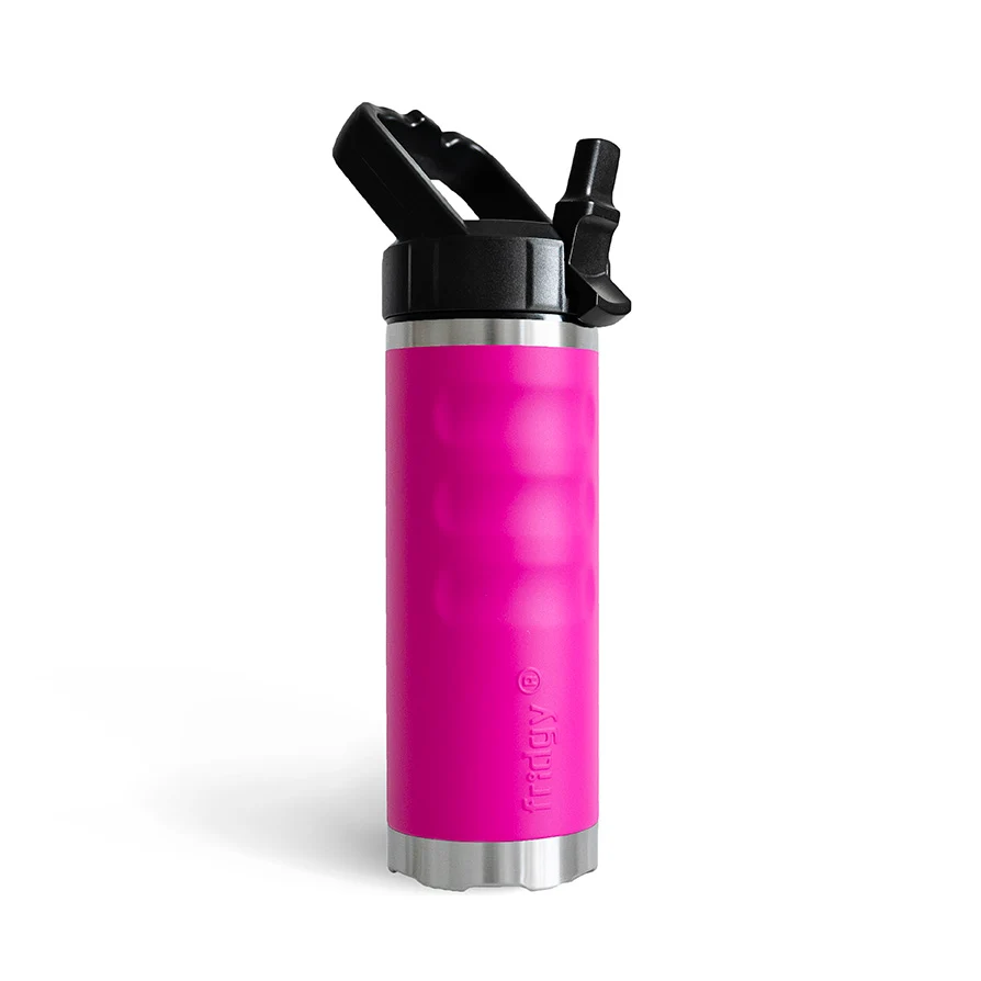 Fiery Rose Hot Pink, compact lunch box and back pack drinking bottle, Fridgy FRI540 540 Grip Bottle With Sipper Lid