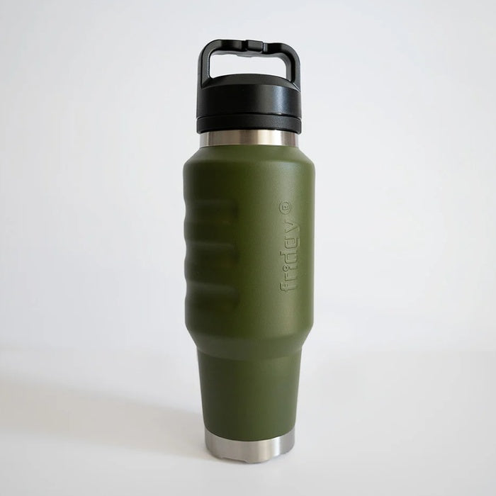 commando olive green coloured triple insulated vacum extra grip drink bottle Fridgy FRI1000CRUISE 1L Cruise Range With Guzzler Lid