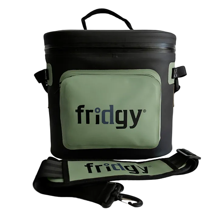 Commando olive green workplace or weekend cooler extra large 8Litre capacity waterproof, included bottle opener, long wearing heavy duty Fridgy FRICOOLER8LITRE 8 Litre Cooler Cribmate