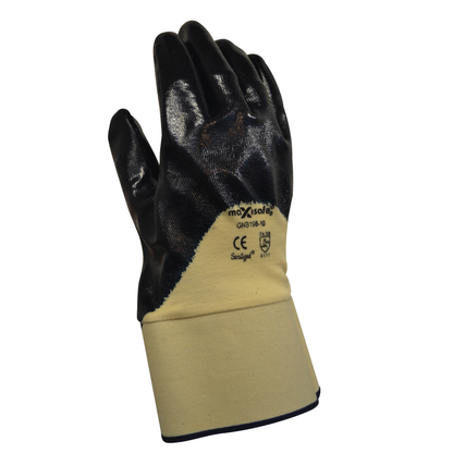 Maxisafe GNB198 Blue Knight Safety Cuff Semi Coated Nitrile Glove