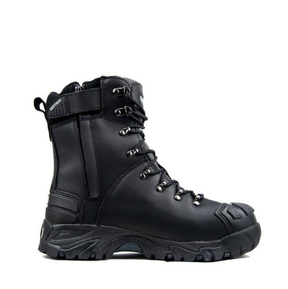 Black Leather Waterproof thermal lining Gator GP2404 Polar Black Zip Side Freezer Safety Boots 