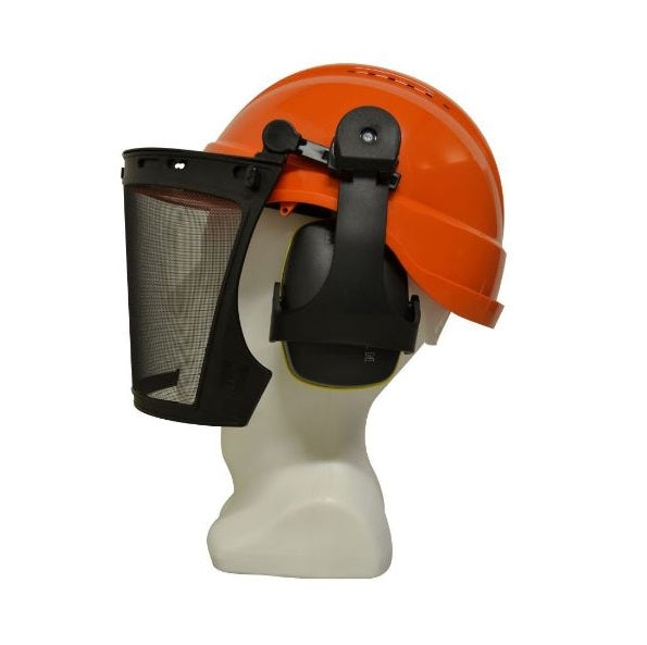 Maxisafe HFK429A Forestry Kit - Orange Helmet with Mesh Visor & Muff