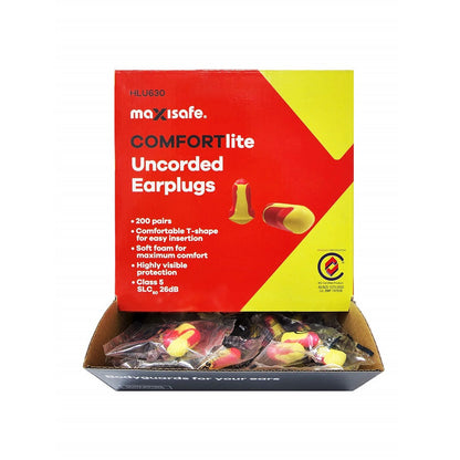 Maxisafe HLU630 COMFORTlite T-Shaped Uncorded Earplugs - Class 5