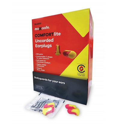 Maxisafe HLU630 COMFORTlite T-Shaped Uncorded Earplugs - Class 5
