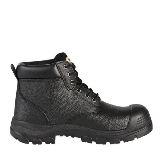 Black winter boot with brand logo on a white background