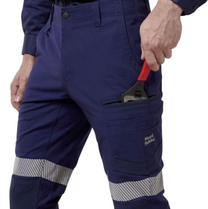 Hard Yakka Y02586 Raptor Cuff Pants with Tape - Navy - Detail View