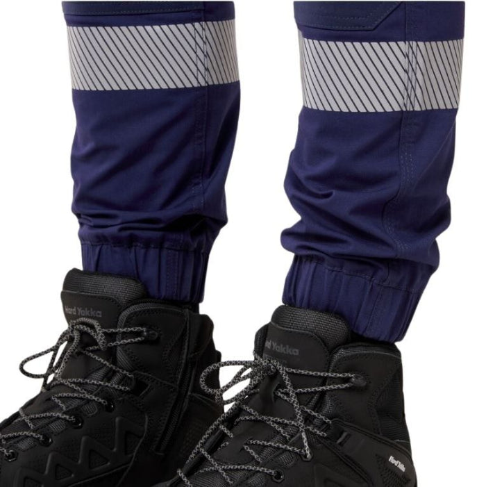 Hard Yakka Y02586 Raptor Cuff Pants with Tape - Navy - Detail View