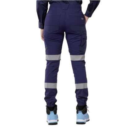 Hard Yakka Y08411 Womens Raptor Cuff Pants with Tape - Navy - Back View