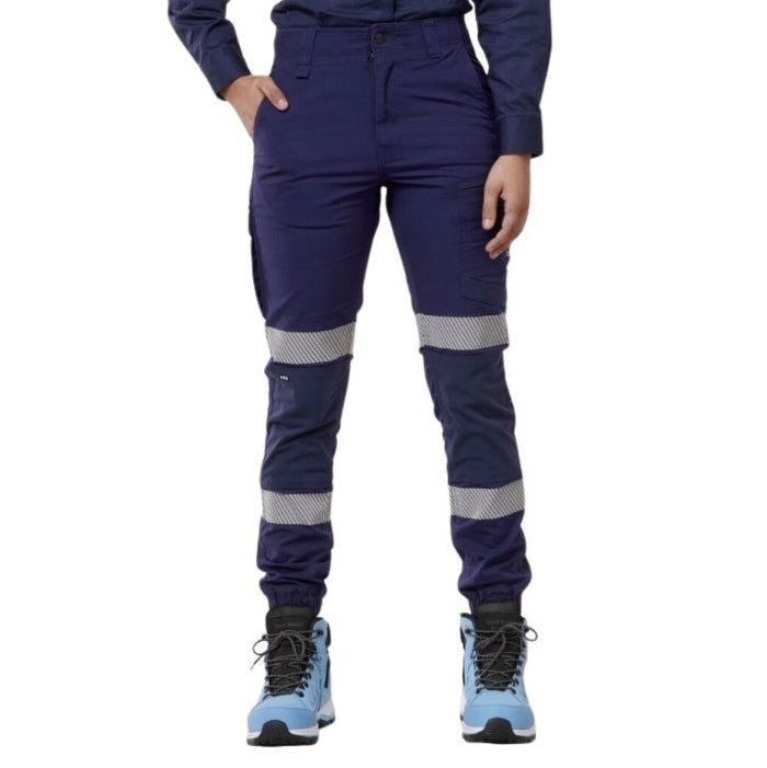 Hard Yakka Y08411 Womens Raptor Cuff Pants with Tape - Navy - Front View
