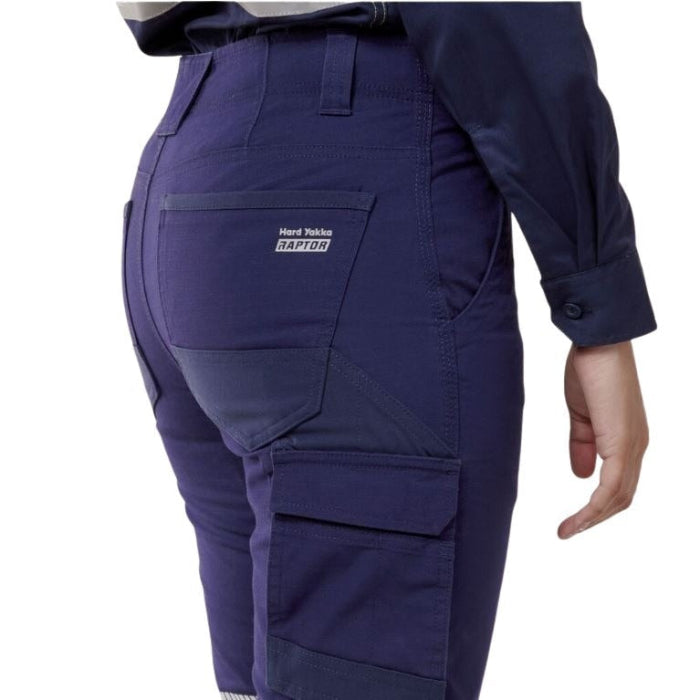 Hard Yakka Y08411 Womens Raptor Cuff Pants with Tape - Navy - Detail View