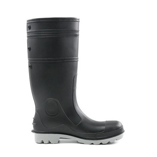 Bison INCAGSBKGY Gumboot PVC Safety - Black/Grey - Side View