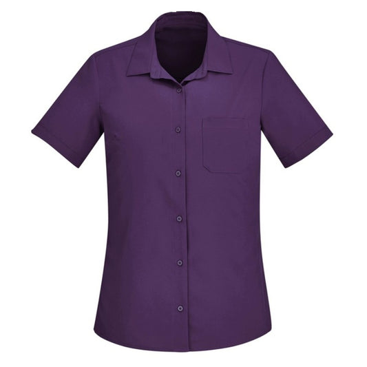 womens purple professional workwear shirt quick drying classic premium Inaura CS947LS Ladies Plain Short Sleeve Shirt