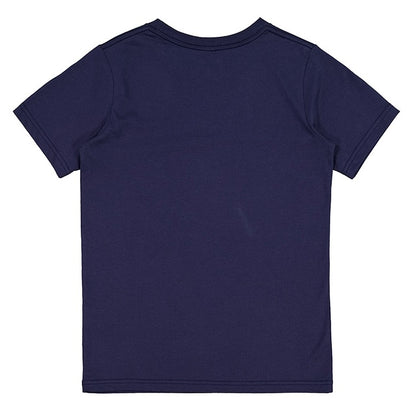 Navy blue t-shirt on a white background