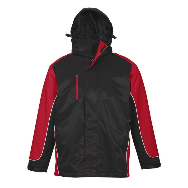 Mens black with red hooded waterproof corporate sports teams branding Biz Collection J10110 Mens Nitro Jacket
