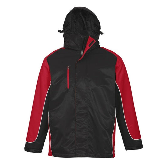Mens black with red hooded waterproof corporate sports teams branding Biz Collection J10110 Mens Nitro Jacket