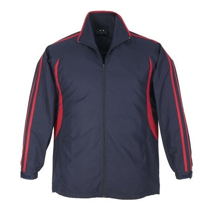 Navy and red mens or womens unisex soft jersey inner ripstop outer zip side pockets modern fit lightweight and warm professional teams Biz Collection J3150 Flash Mens Jacket