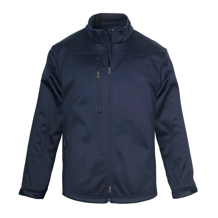 Mens Navy blue zip down warm fleece waterproof long line Biz Collection J3880 Mens Softshell Jacket