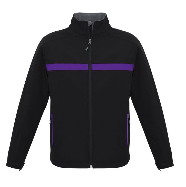 Unisex mens or womens black with purple breathable  Biz Collection J510M Charger Unisex Softshell Jacket