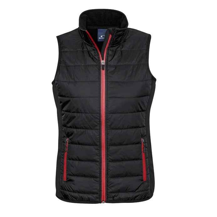 Biz Collection J616L Ladies Stealth Tech Vest - Black/Red - Back View