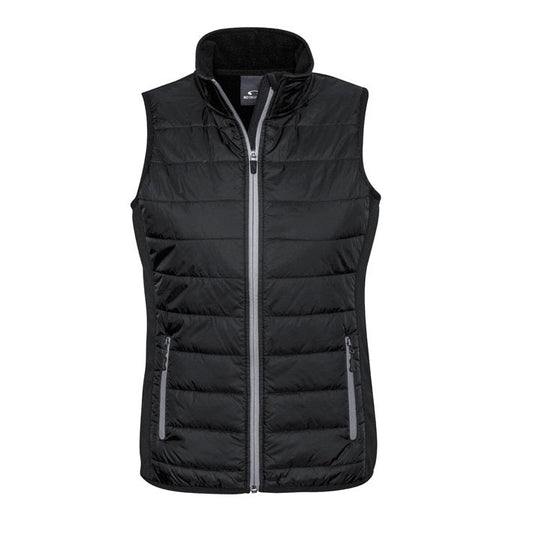 Womens black and charcoal  warm fleece front zip  Biz Collection J616L Womens Stealth Tech Vest
