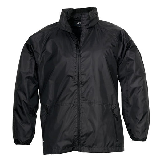 Black mens easy fit front zip up high collar waterproof Biz Collection J833 Unisex Spinnaker Jacket