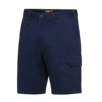 Navy blue cargo shorts on a white background