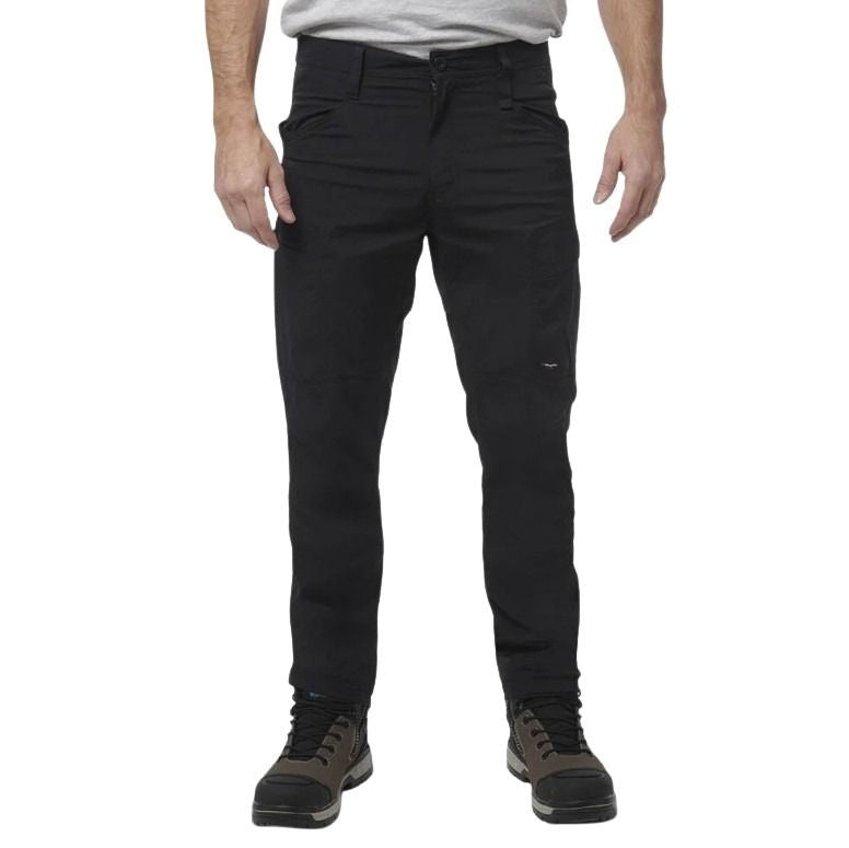 Person wearing black pants on a white background