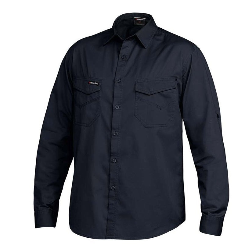 KingGee K14350 Tradie Long Sleeve Shirt - Oiled Navy - Front View