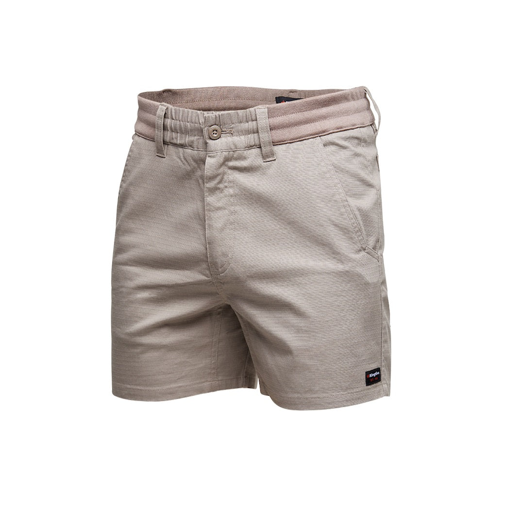KingGee K17012 Rib Comfort Waist Short Shorts - Desert - Lifestyle