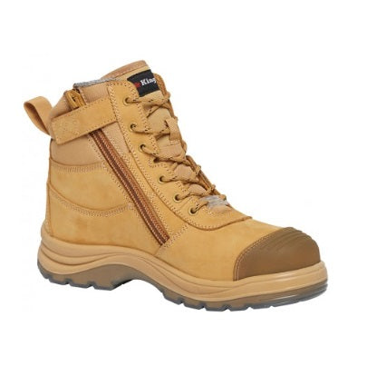 KingGee K27105 Tradie 6CZ EH 130mm Side Zip Wheat Safety Boot