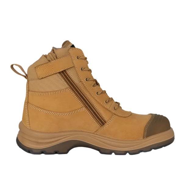 KingGee K27105 Tradie 6CZ EH 130mm Side Zip Wheat Safety Boot