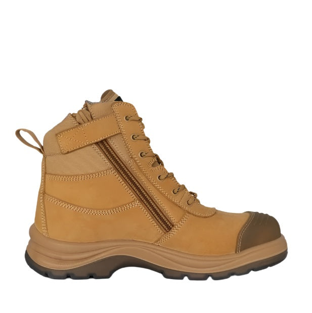 KingGee K27105 Tradie 6CZ EH 130mm Side Zip Wheat Safety Boot