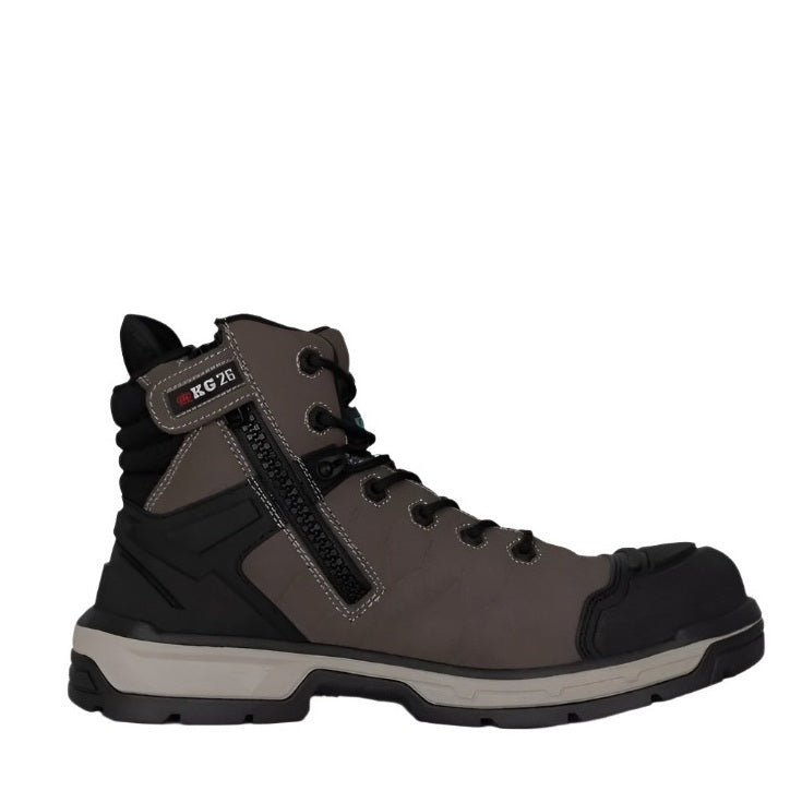 Brown and black boot with visible brand logo on a white background