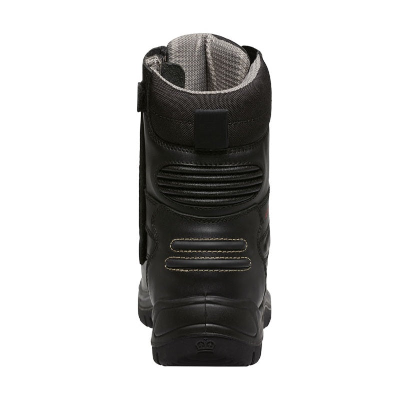 Black snow boot with visible brand logo on a white background