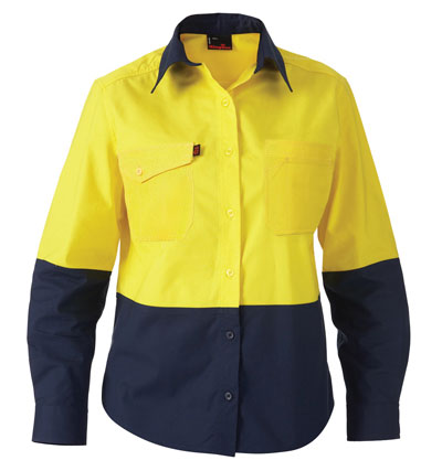 KingGee K44543 Ladies Workcool 2 HiVis Reflective Spliced Long Sleeve Shirt