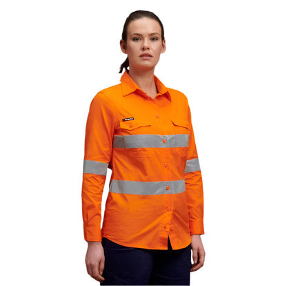 KingGee K44545 Workcool 2 Ladies HiVis Reflective Shirt L/S