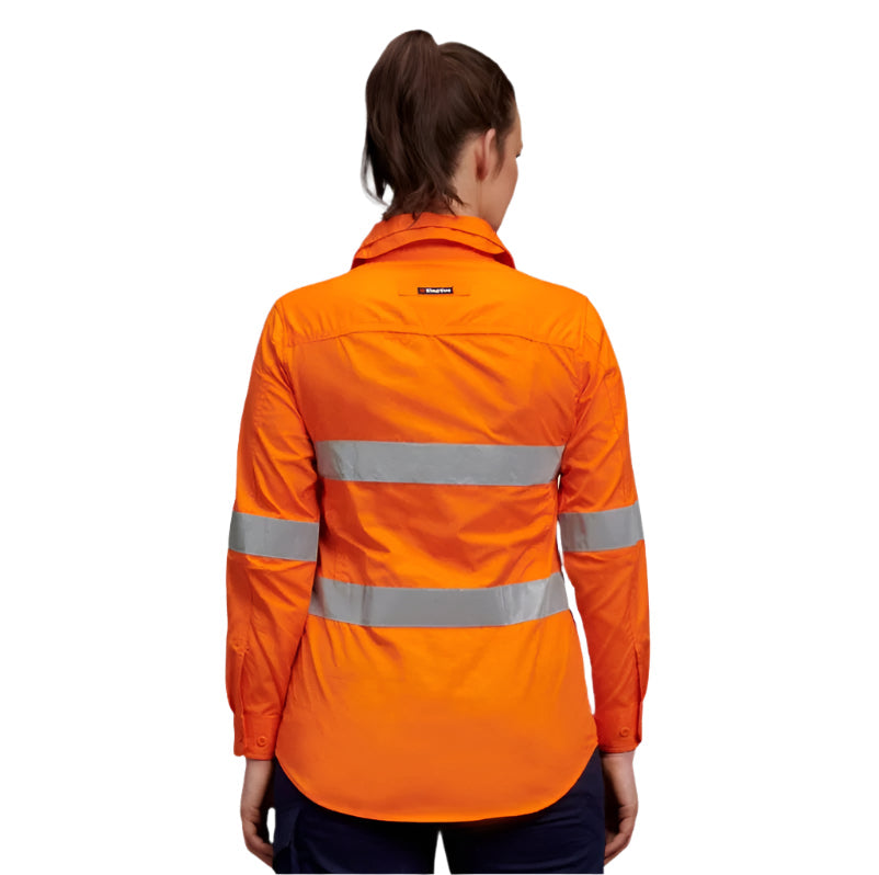 KingGee K44545 Workcool 2 Ladies HiVis Reflective Shirt L/S