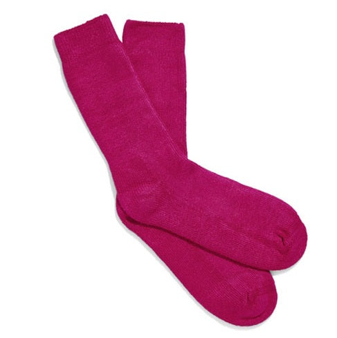 Pair of pink socks on a white background